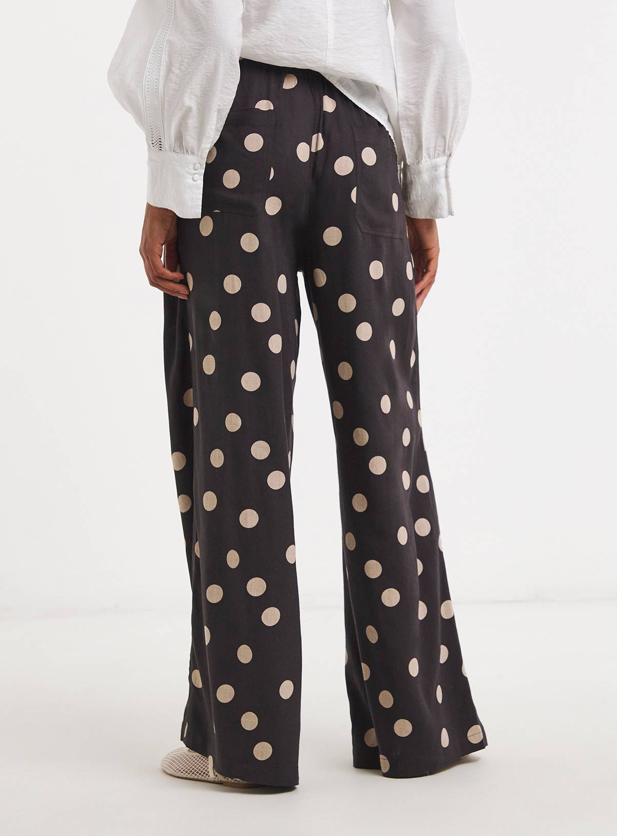 SIMPLY BE Chocolate Spot Linen Trouser 30 - Image 2